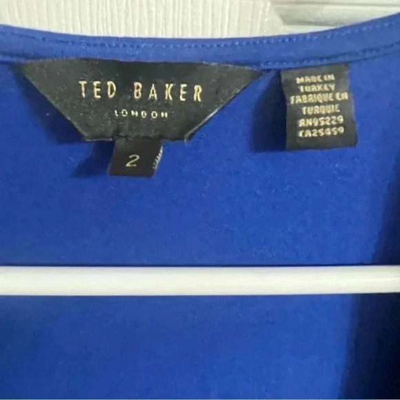 Ted Baker Gerbela Blue Square Neck Short Sleeve Top Size 2/US 6 - Picture 11 of 12